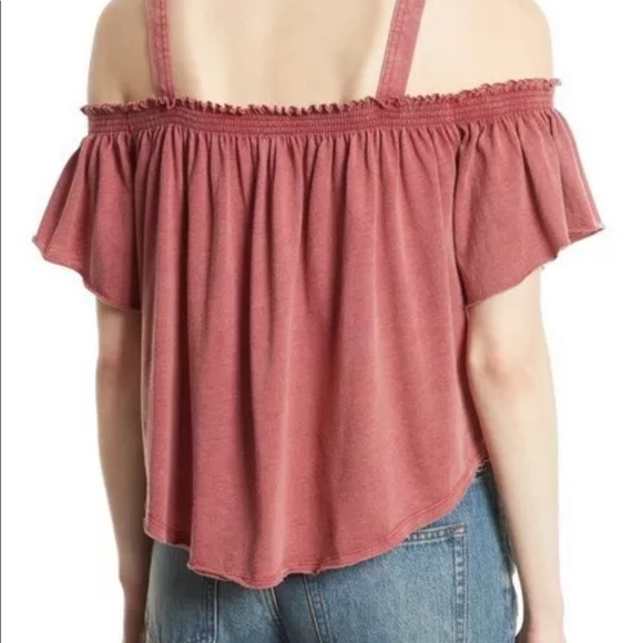 FREE PEOPLE SHORT SLEEVE COLD SHOULDER BLOUSE XS - Picture 3 of 3